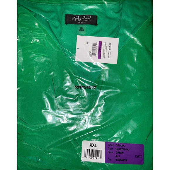 KASPER Women's Charlotte V-Neck Ruffle-Trim Maxi Dress Green XXL NWT - Picture 4 of 7